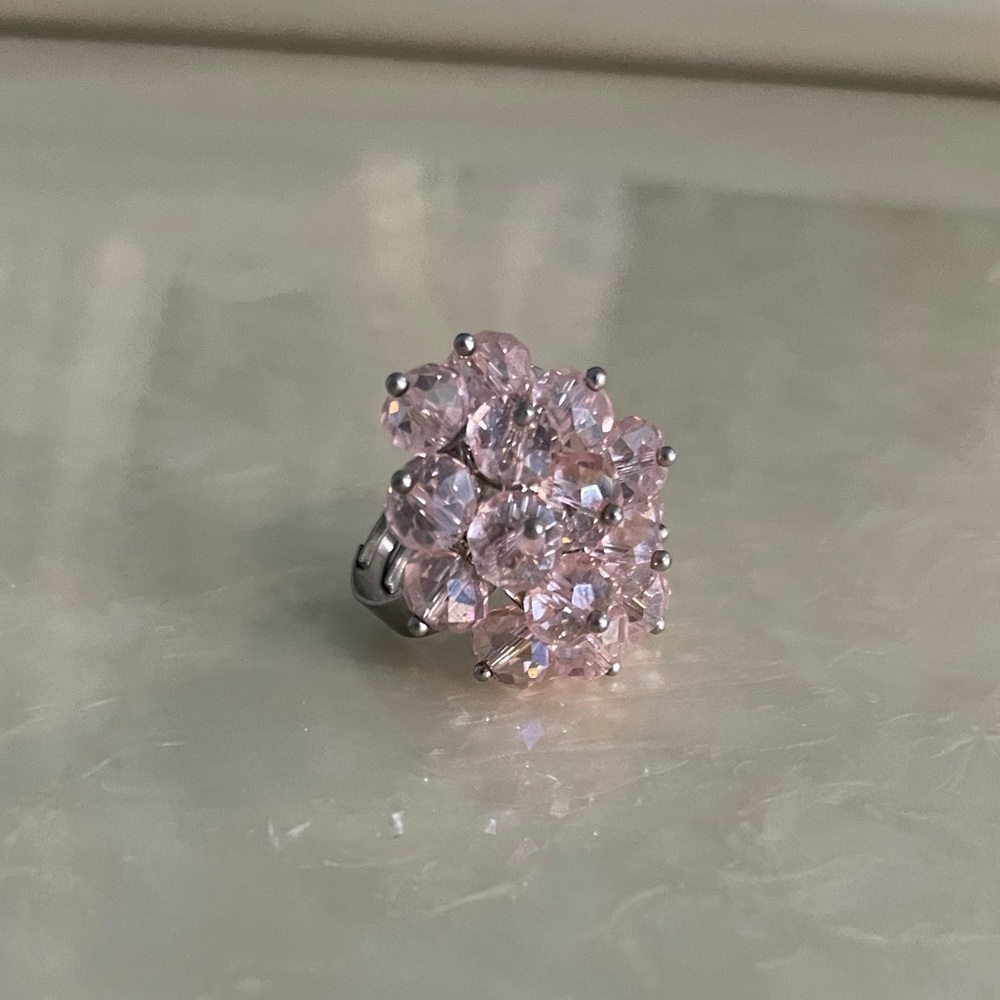 Pink Beaded Adjustable Ring